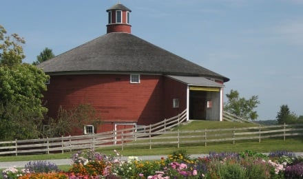 Flowers And Round Barn