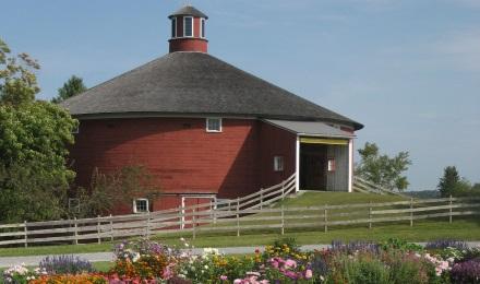 Flowers And Round Barn